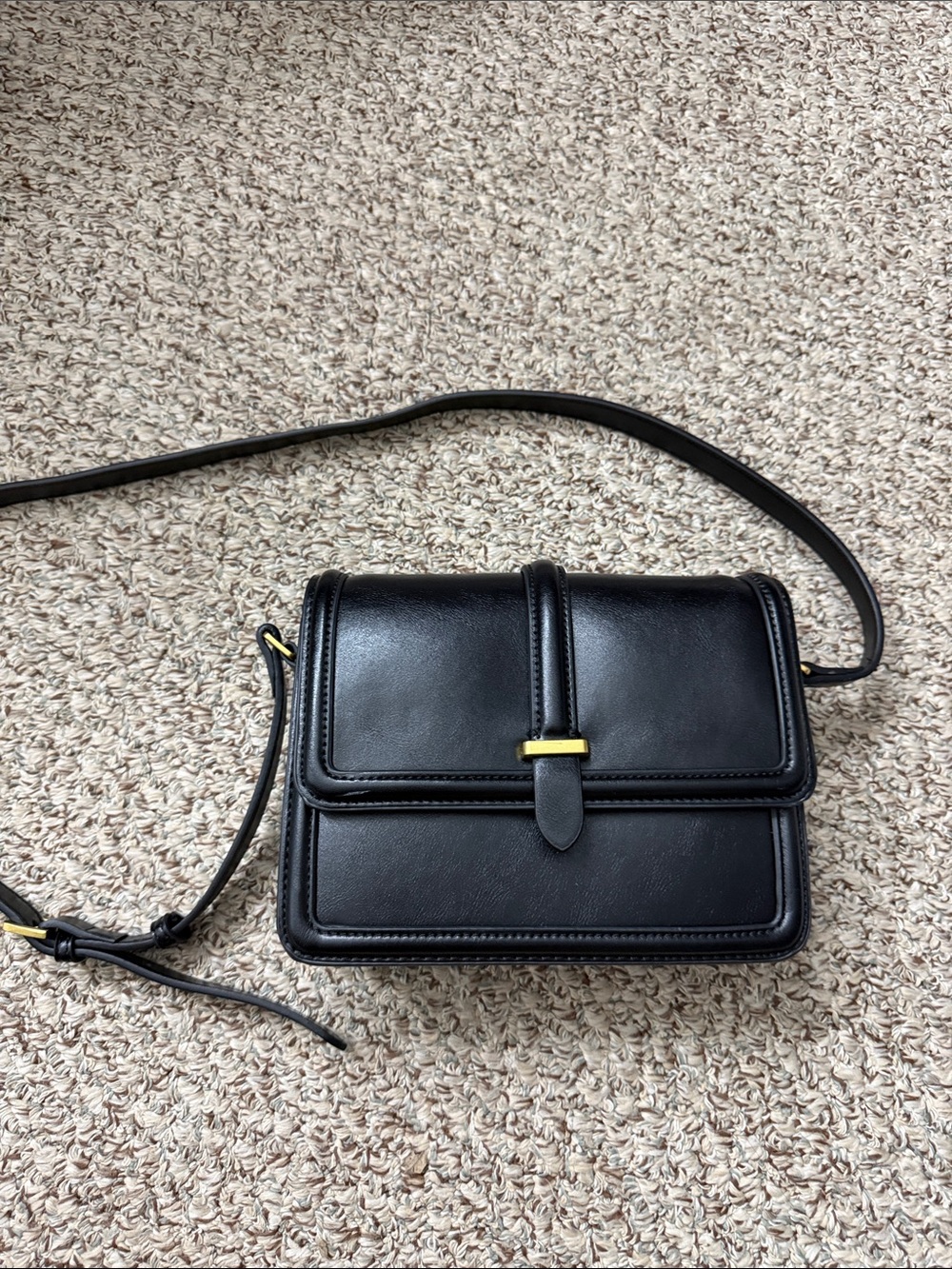Mango Black Crossbody Bag with Gold Accent
